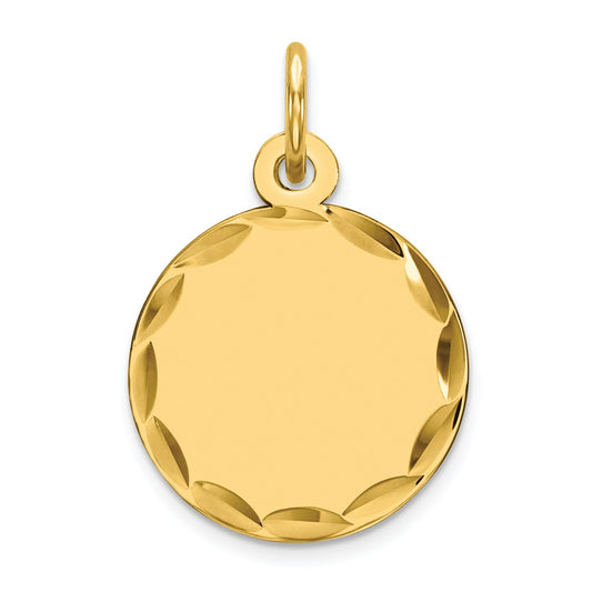 925 Sterling Silver Gold Plated Round Polished Disc Engravable Charm Pendant Jewelry Gifts (Length 0.78" Width 0.51")