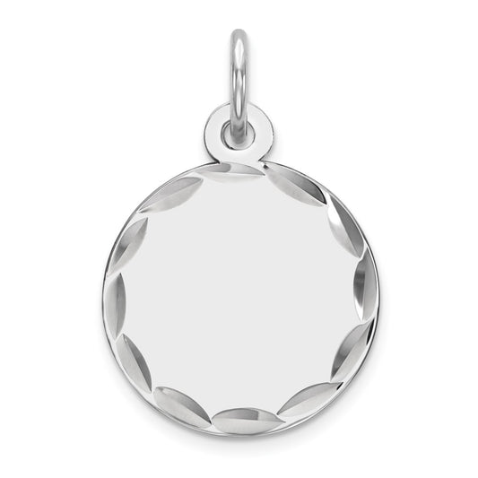 925 Sterling Silver Round Polish Front Back Disc Engravable Charm Pendant Jewelry Gifts (Length 0.78" Width 0.51")