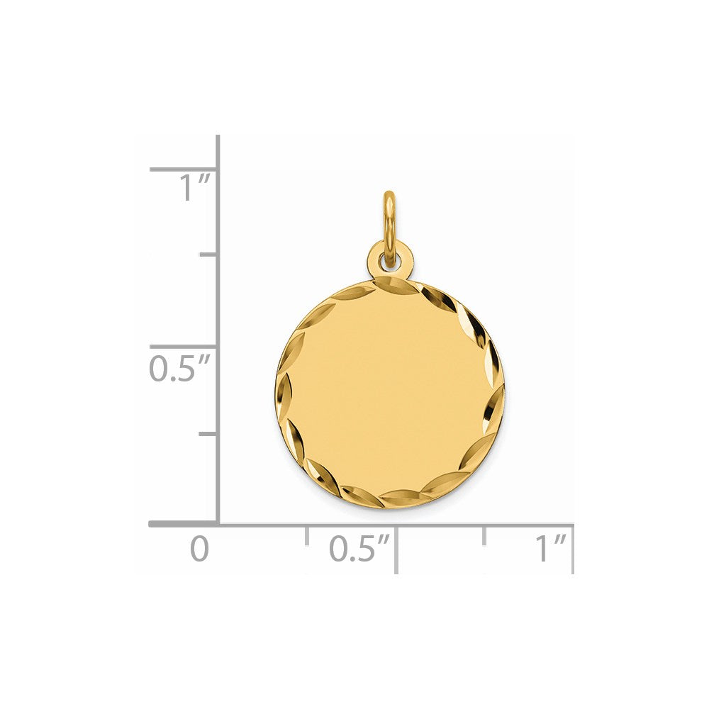 925 Sterling Silver Gold Plated Round Polished Disc Engravable Charm Pendant Jewelry Gifts (Length 0.9" Width 0.62")
