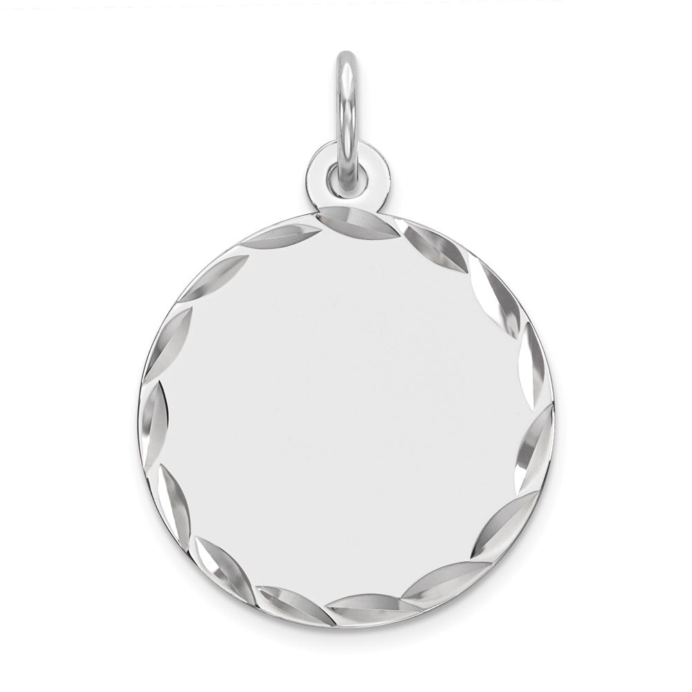 925 Sterling Silver Round Polish Front Back Disc Engravable Charm Pendant Jewelry Gifts (Length 0.9" Width 0.62")