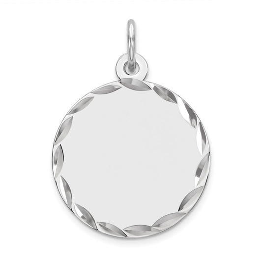 925 Sterling Silver Round Polish Front Back Disc Engravable Charm Pendant Jewelry Gifts (Length 0.9" Width 0.62")