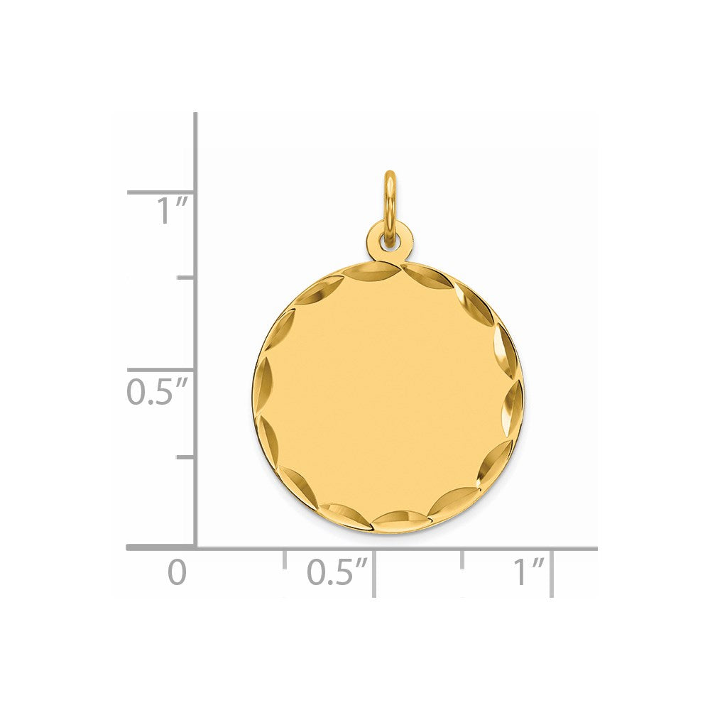 925 Sterling Silver Gold Plated Round Polished Disc Engravable Charm Pendant Jewelry Gifts (Length 1.01" Width 0.74")
