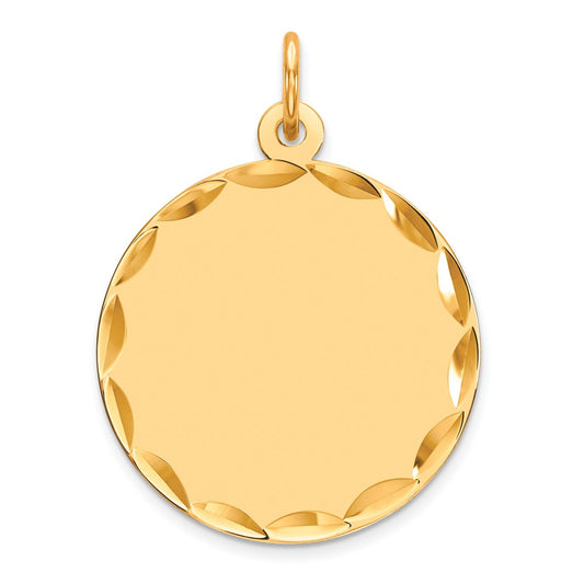 925 Sterling Silver Gold Plated Round Polished Disc Engravable Charm Pendant Jewelry Gifts (Length 1.01" Width 0.74")