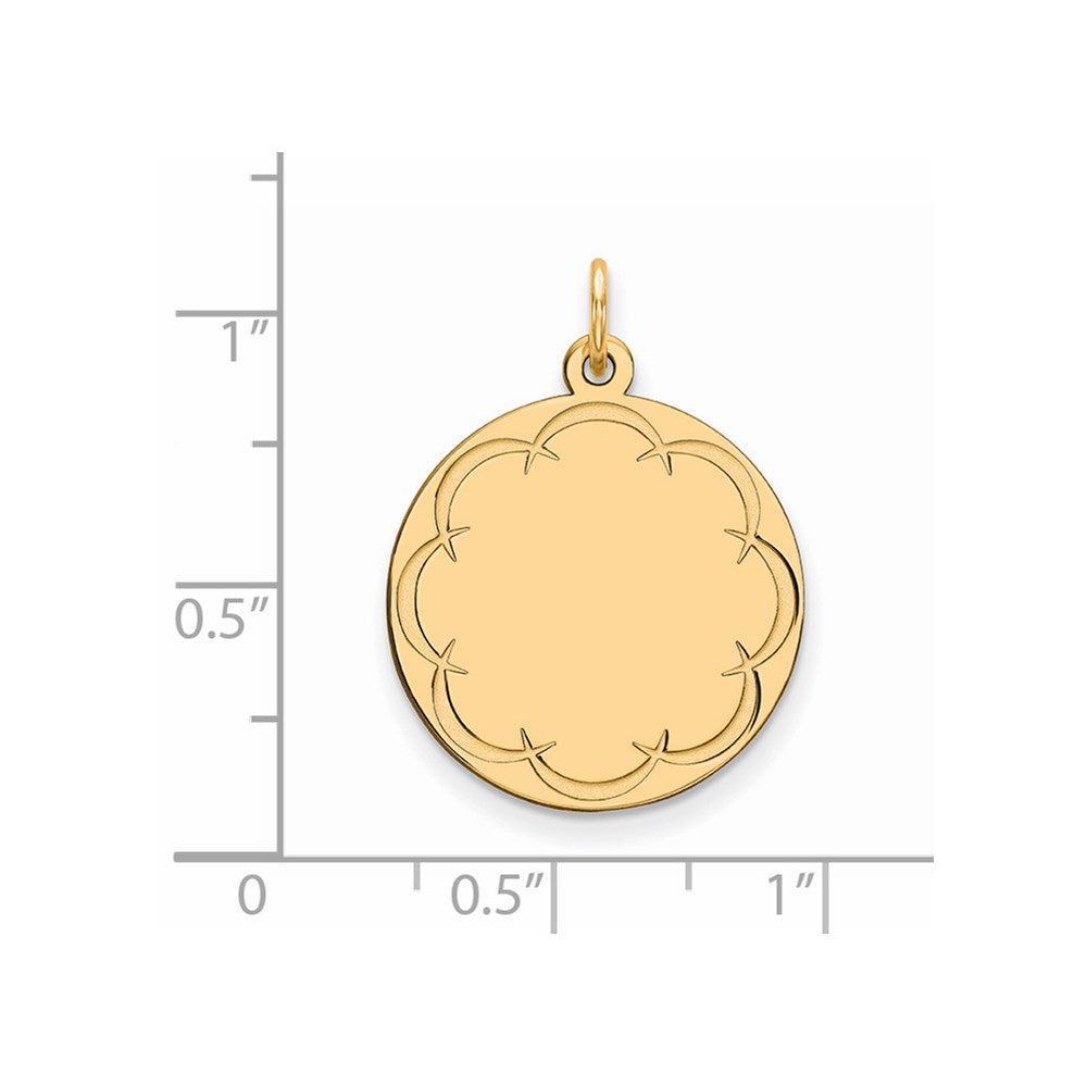 925 Sterling Silver Gold Plated Round Polished Disc Engravable Charm Pendant Jewelry Gifts (Length 1.01" Width 0.78")