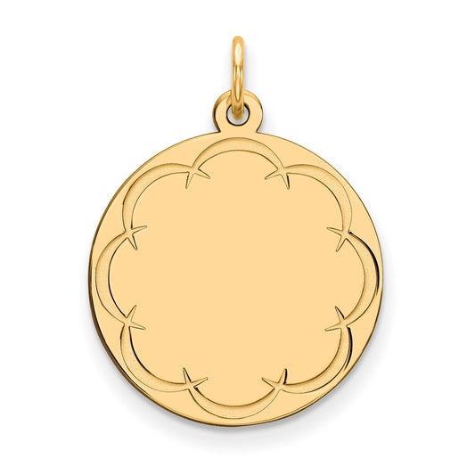 925 Sterling Silver Gold Plated Round Polished Disc Engravable Charm Pendant Jewelry Gifts (Length 1.01" Width 0.78")