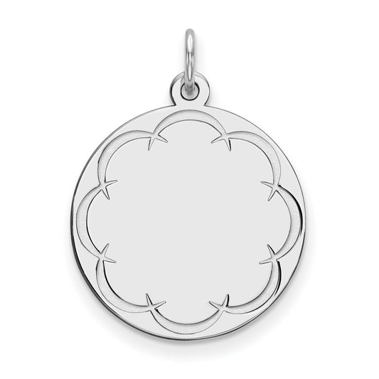 925 Sterling Silver Round Polish Front Back Disc Engravable Charm Pendant Jewelry Gifts (Length 0.98" Width 0.74")