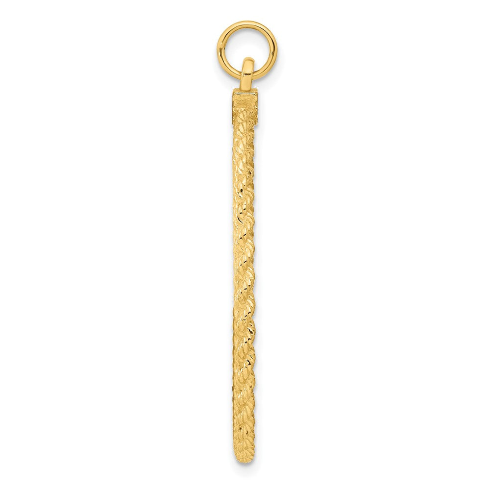 925 Sterling Silver Gold Plated Round with Rope Polished Disc Engravable Charm Pendant Jewelry Gifts (Length 1.76" Width 1.4")
