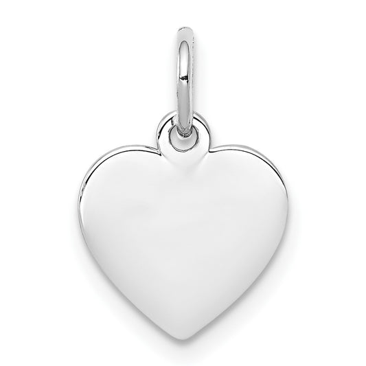 925 Sterling Silver Heart Polished Front Satin Back Disc Engravable Charm Pendant Jewelry Gifts (Length 0.59" Width 0.39")