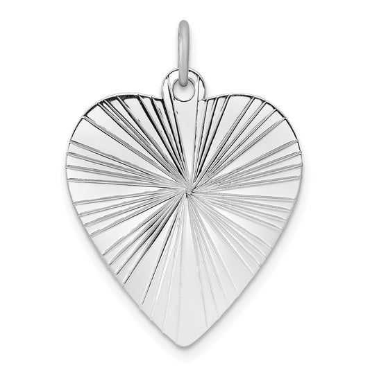 925 Sterling Silver Heart Polished Front Satin Back Disc Engravable Charm Pendant Jewelry Gifts (Length 1.05" Width 0.74")