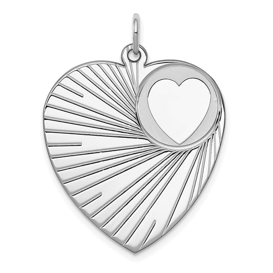 925 Sterling Silver Heart Disc Engravable Charm Pendant Jewelry Gifts (Length 1.21" Width 0.98")