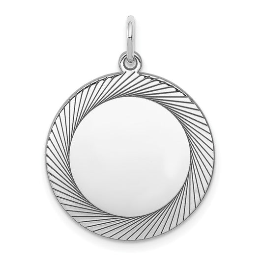 925 Sterling Silver Round Polished Front Satin Back Disc Engravable Charm Pendant Jewelry Gifts (Length 1.01" Width 0.74")