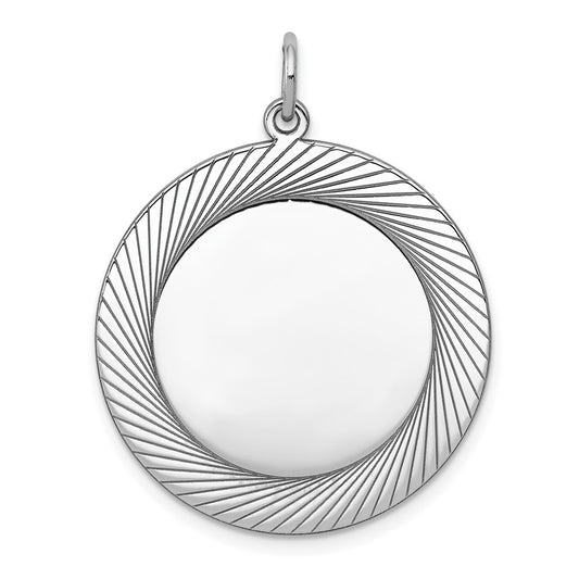 925 Sterling Silver Round Polished Front Satin Back Disc Engravable Charm Pendant Jewelry Gifts (Length 1.29" Width 1.01")