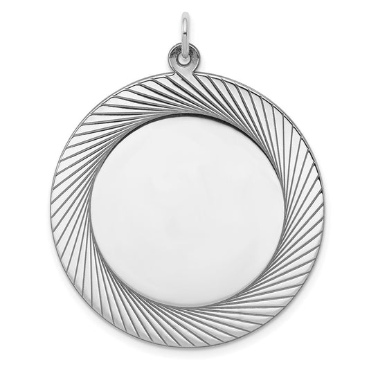 925 Sterling Silver Round Polished Front Satin Back Disc Engravable Charm Pendant Jewelry Gifts (Length 1.48" Width 1.21")