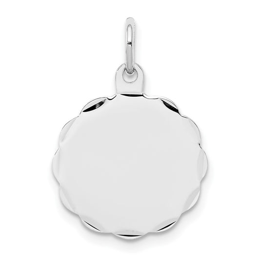 925 Sterling Silver Polished Front Satin Back Disc Engravable Charm Pendant Jewelry Gifts (Length 0.86" Width 0.59")