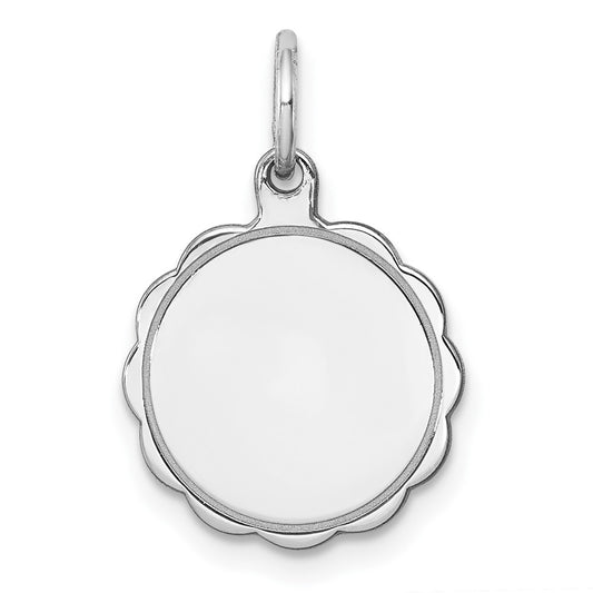 925 Sterling Silver Polished Front Satin Back Disc Engravable Charm Pendant Jewelry Gifts (Length 0.78" Width 0.55")