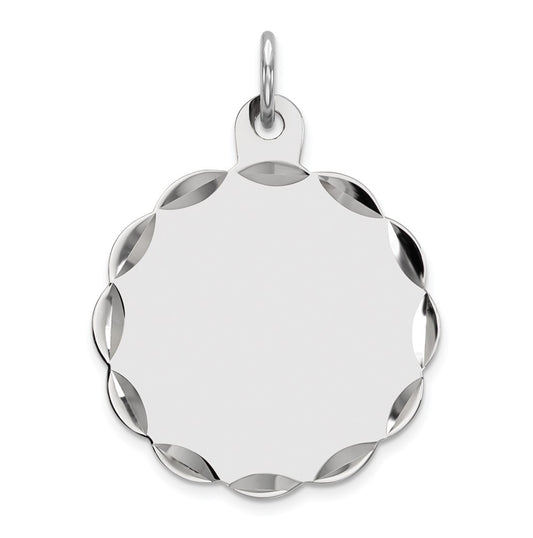 925 Sterling Silver Polished Front Satin Back Disc Engravable Charm Pendant Jewelry Gifts (Length 0.94" Width 0.74")