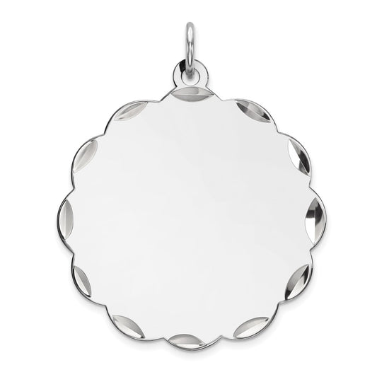 925 Sterling Silver Polished Front Satin Back Disc Engravable Charm Pendant Jewelry Gifts (Length 1.21" Width 1.01")