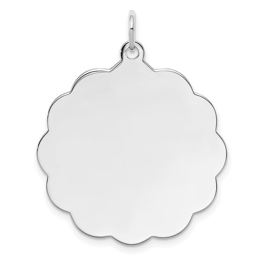 925 Sterling Silver Polished Front Satin Back Disc Engravable Charm Pendant Jewelry Gifts (Length 1.25" Width 1.01")