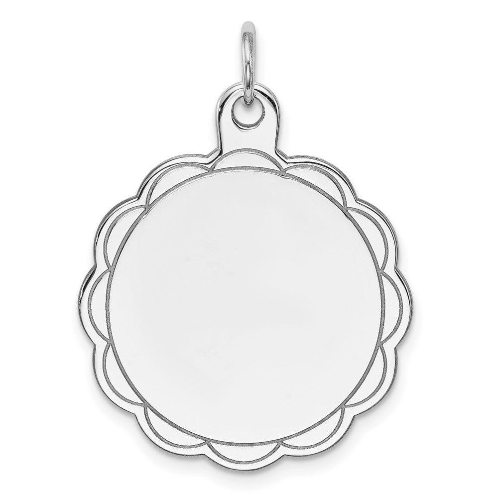 925 Sterling Silver Polished Front Satin Back Disc Engravable Charm Pendant Jewelry Gifts (Length 1.09" Width 0.86")
