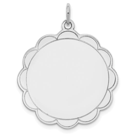 925 Sterling Silver Polished Front Satin Back Disc Engravable Charm Pendant Jewelry Gifts (Length 1.21" Width 1.01")