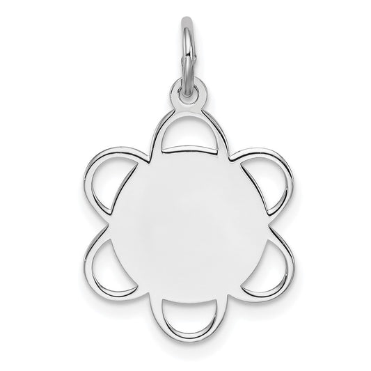 925 Sterling Silver Polished Front Satin Back Disc Engravable Charm Pendant Jewelry Gifts (Length 0.9" Width 0.62")