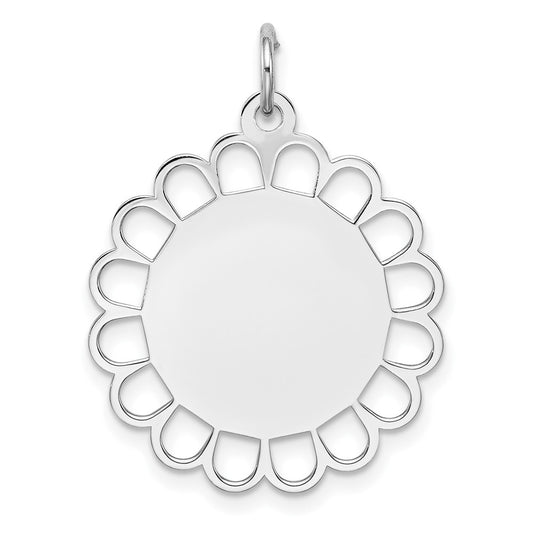 925 Sterling Silver Polished Front Satin Back Disc Engravable Charm Pendant Jewelry Gifts (Length 1.05" Width 0.82")