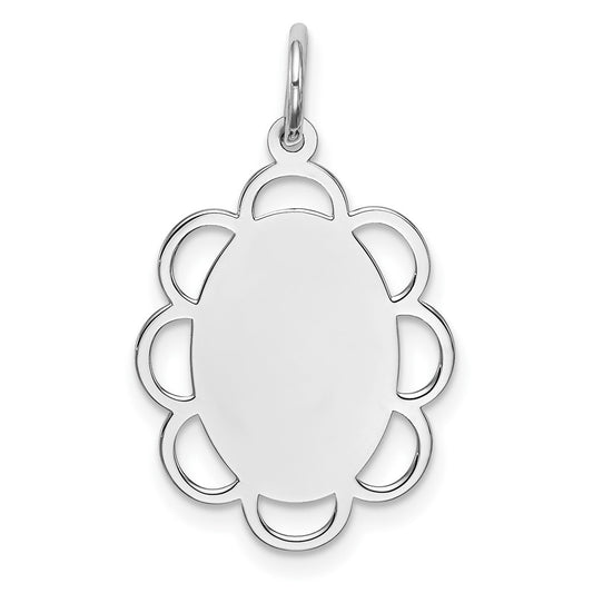 925 Sterling Silver Polished Front Satin Back Disc Engravable Charm Pendant Jewelry Gifts (Length 0.94" Width 0.55")