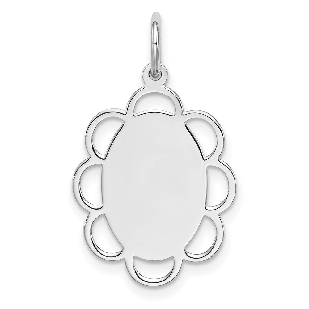 925 Sterling Silver Polished Front Satin Back Disc Engravable Charm Pendant Jewelry Gifts (Length 1.01" Width 0.59")