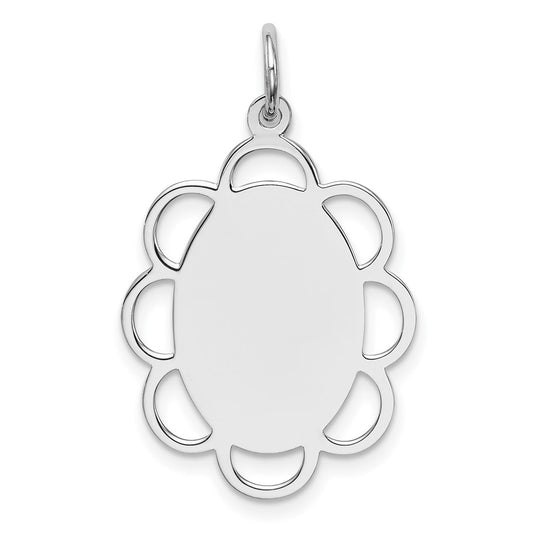 925 Sterling Silver Polished Front Satin Back Disc Engravable Charm Pendant Jewelry Gifts (Length 1.09" Width 0.66")