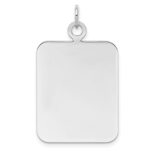 925 Sterling Silver Rectangle Polished Front Satin Back Disc Engravable Charm Pendant Jewelry Gifts (Length 1.29" Width 0.78")