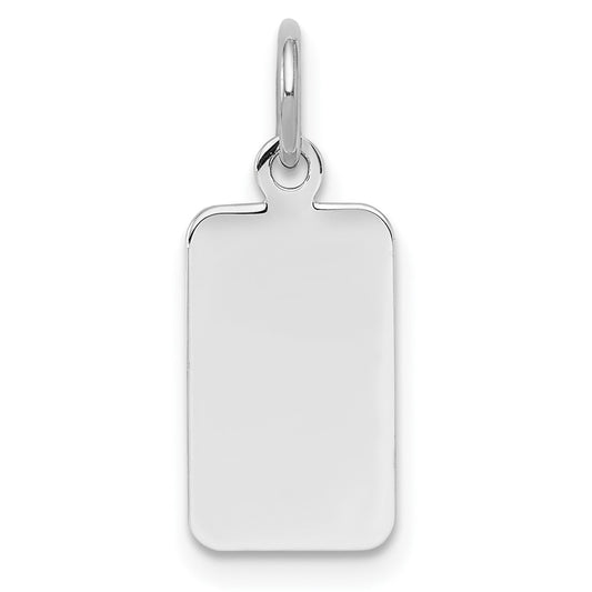 925 Sterling Silver Rectangle Polished Front Back Disc Engravable Charm Pendant Jewelry Gifts (Length 0.74" Width 0.31")