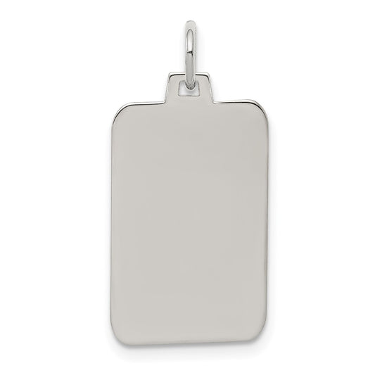 925 Sterling Silver Rectangle Polish Front Back Disc Engravable Charm Pendant Jewelry Gifts (Length 1.05" Width 0.47")