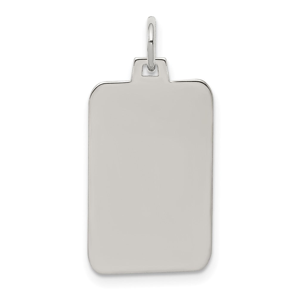 925 Sterling Silver Rectangle Polish Front Back Disc Engravable Charm Pendant Jewelry Gifts (Length 1.05" Width 0.47")