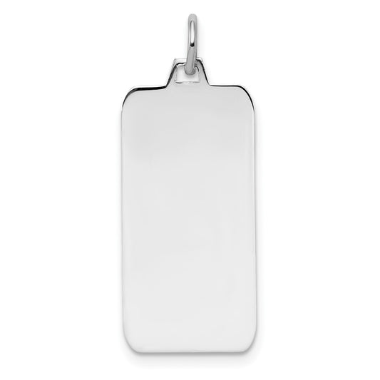 925 Sterling Silver Rectangle Polish Front Satin Back Disc Engravable Charm Pendant Jewelry Gifts (Length 1.48" Width 0.55")