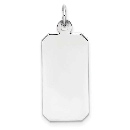 925 Sterling Silver Rectangle Polished Front Satin Back Disc Engravable Charm Pendant Jewelry Gifts (Length 1.09" Width 0.43")