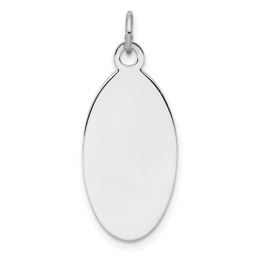 925 Sterling Silver Oval Polished Front Satin Back Disc Engravable Charm Pendant Jewelry Gifts (Length 1.13" Width 0.47")