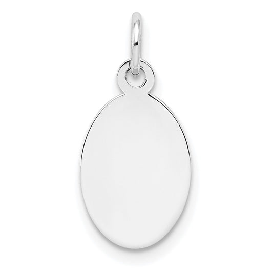 925 Sterling Silver Oval Polished Front Satin Back Disc Engravable Charm Pendant Jewelry Gifts (Length 0.74" Width 0.39")