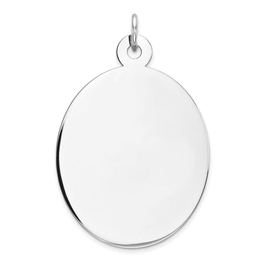 925 Sterling Silver Oval Polish Front Satin Back Disc Engravable Charm Pendant Jewelry Gifts (Length 1.21" Width 0.86")
