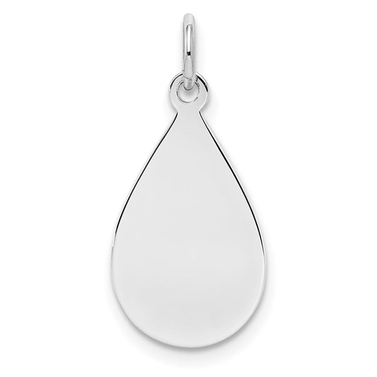925 Sterling Silver Teardrop Polished Front Satin Back Disc Engravable Charm Pendant Jewelry Gifts (Length 0.98" Width 0.47")