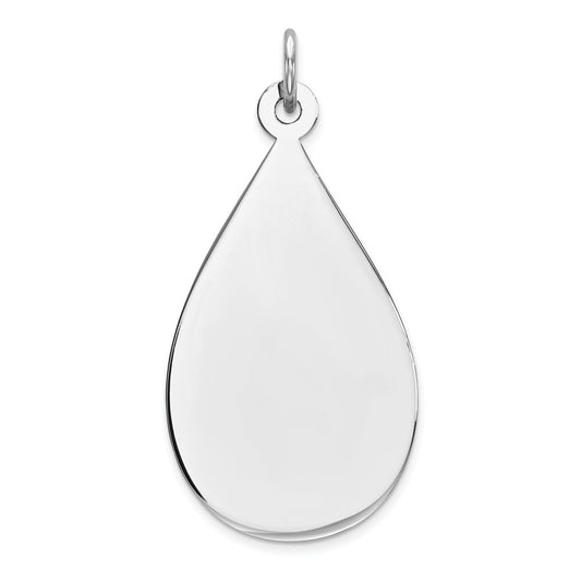 925 Sterling Silver Teardrop Polished Front Satin Back Disc Engravable Charm Pendant Jewelry Gifts (Length 1.25" Width 0.66")