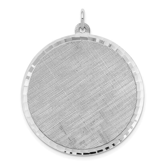925 Sterling Silver Round Patterned Polished Front Satin Back Disc Engravable Charm Pendant Jewelry Gifts (Length 1.48" Width 1.21")