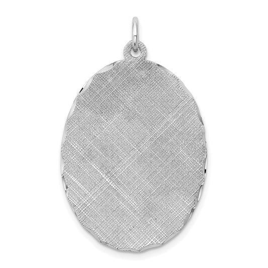925 Sterling Silver Oval Patterned Polished Front Satin Back Disc Engravable Charm Pendant Jewelry Gifts (Length 1.37" Width 0.86")
