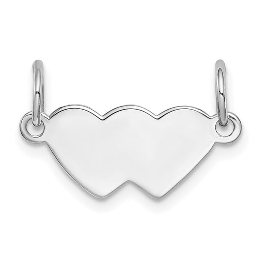 925 Sterling Silver Double Heart Polished Front Satin Back PlateEngravable Charm Pendant Jewelry Gifts (Length 0.43" Width 0.78")