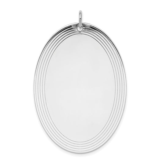 925 Sterling Silver Oval Polished Front Satin Back Disc Engravable Charm Pendant Jewelry Gifts (Length 1.87" Width 1.29")