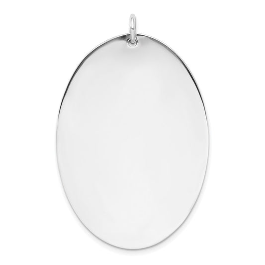 925 Sterling Silver Oval Polished Front Satin Back Disc Engravable Charm Pendant Jewelry Gifts (Length 1.87" Width 1.29")