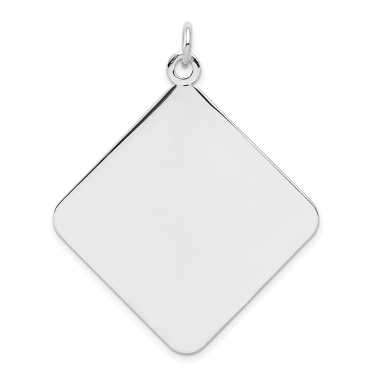925 Sterling Silver Polished Front Satin Back Disc Engravable Charm Pendant Jewelry Gifts (Length 1.72" Width 1.4")