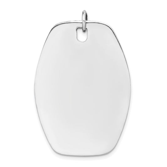 925 Sterling Silver Polished Front Satin Back Disc Engravable Charm Pendant Jewelry Gifts (Length 1.64" Width 1.09")