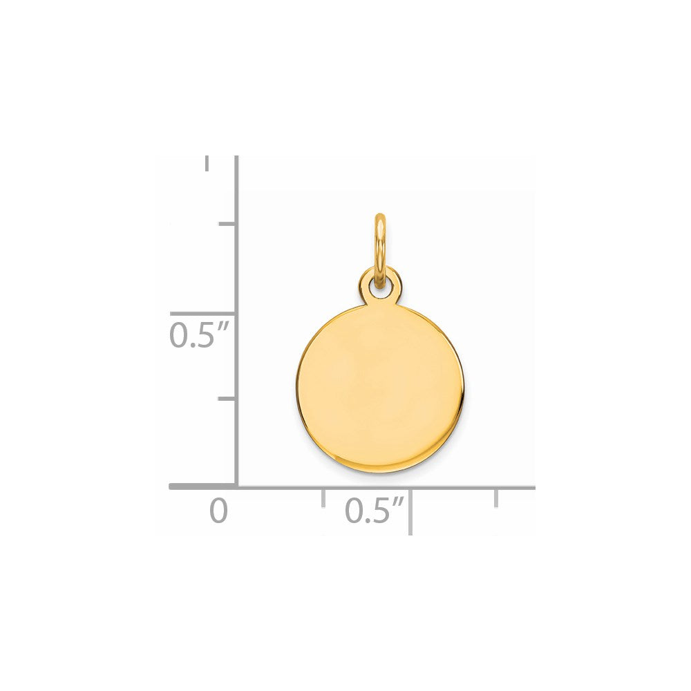 925 Sterling Silver Gold Plated Round Polished Disc Engravable Charm Pendant Jewelry Gifts (Length 0.7" Width 0.47")