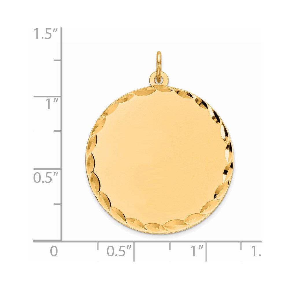 925 Sterling Silver Gold Plated Round Polished Disc Engravable Charm Pendant Jewelry Gifts (Length 1.25" Width 1.01")