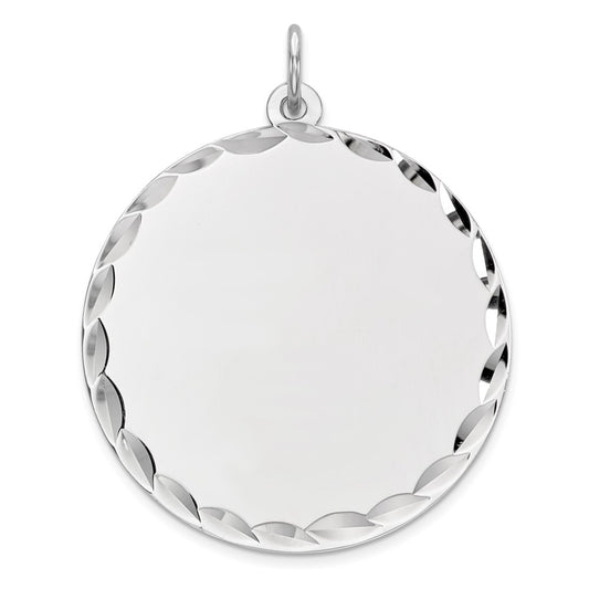 925 Sterling Silver Round Polish Front Satin Back Disc Engravable Charm Pendant Jewelry Gifts (Length 1.25" Width 1.01")